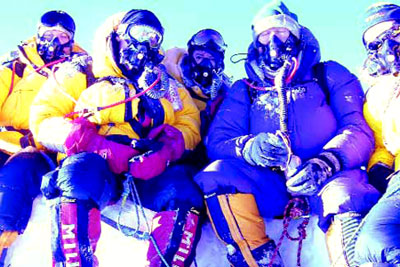 The local climbers on top of the world - Everst Summit