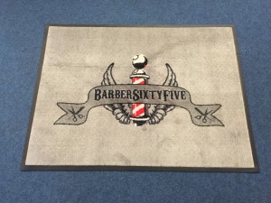 Custom printed carpet mat for Barber Sixtyfive in Yeovil, Somerset